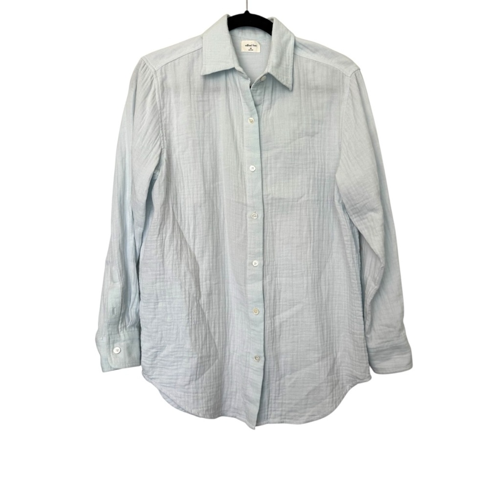 Wilfred Free Gauze Button Down Shirt & Shorts Set Light Blue - Picture 2 of 9